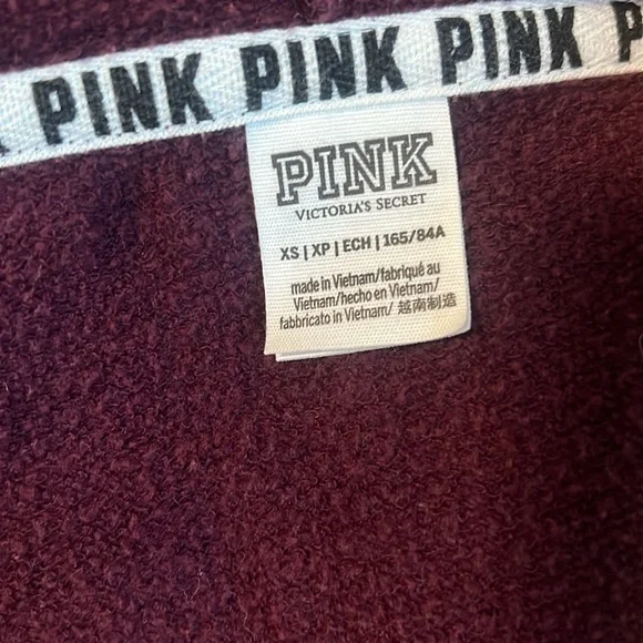 VICTORIAS SECRET PINK / MAROON HOODIE / XS - Picture 7 of 8